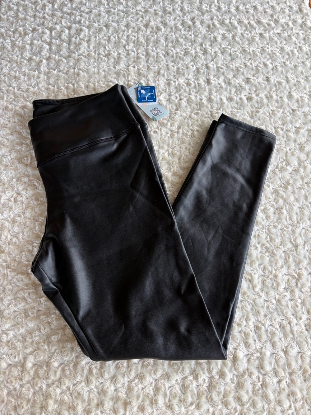 New XL Charmo Black Faux-Leather Leggings